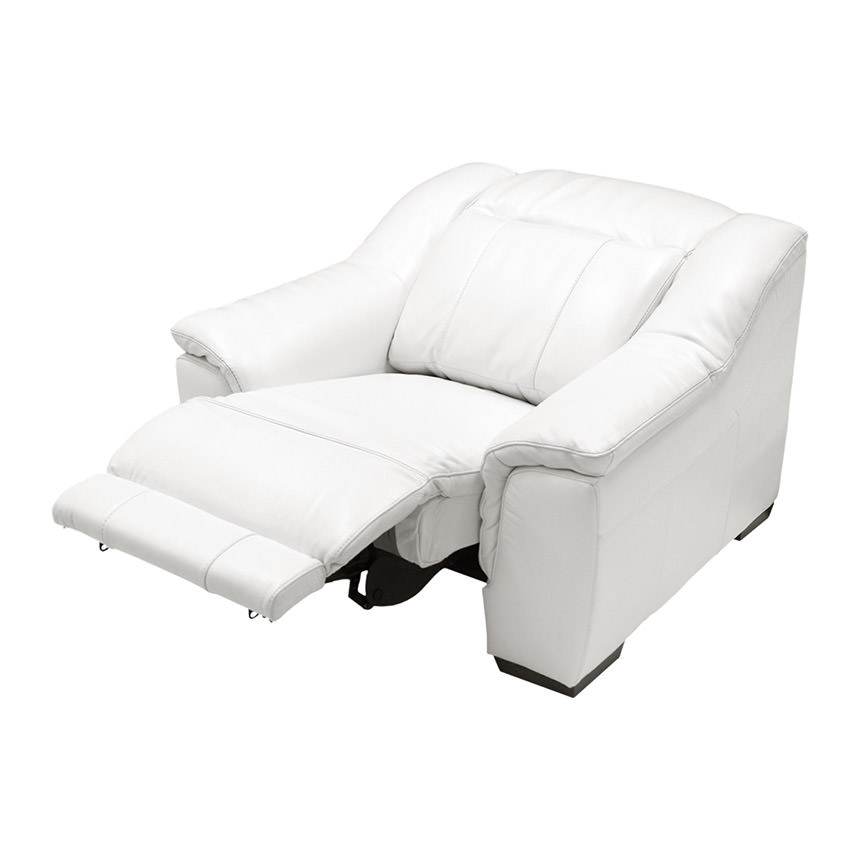 Davis White Power Motion Leather Recliner El Dorado Furniture