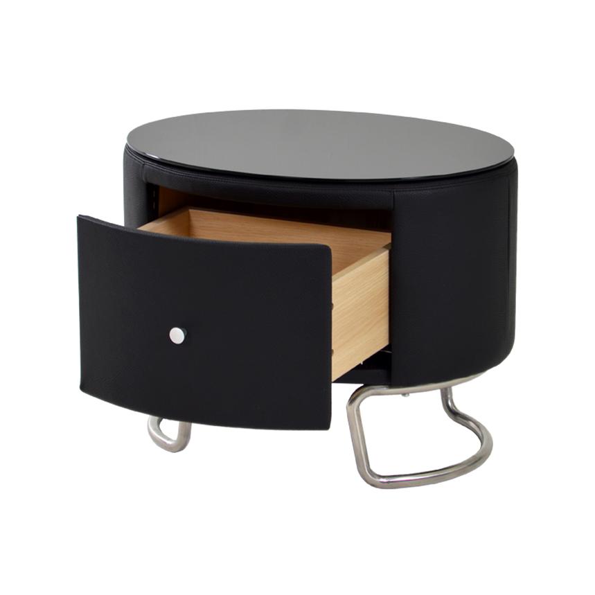 Kolosko Black Nightstand w/Glass Top El Dorado Furniture