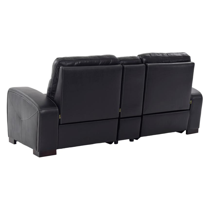 Rochester Black Power Motion Leather Sofa w/Console El Dorado Furniture