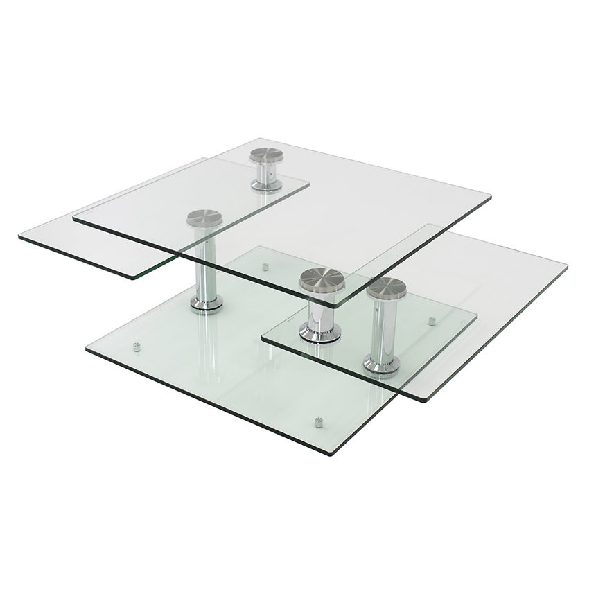 Square Clear Silver Motion Coffee Table  main image, 1 of 8 images.