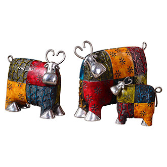 Colorful Cows Set of 3 Figures