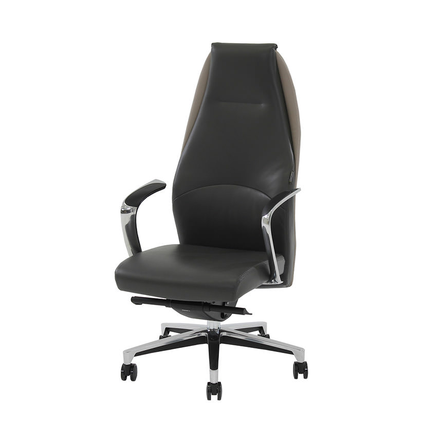 Prector Gray Leather Desk Chair  main image, 1 of 8 images.