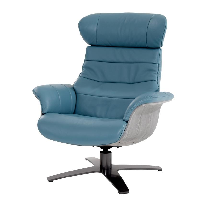 Enzo Blue Leather Swivel Chair  main image, 1 of 11 images.