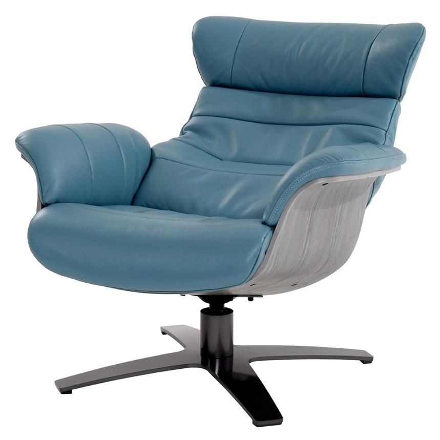 Enzo Blue Leather Swivel Chair El Dorado Furniture