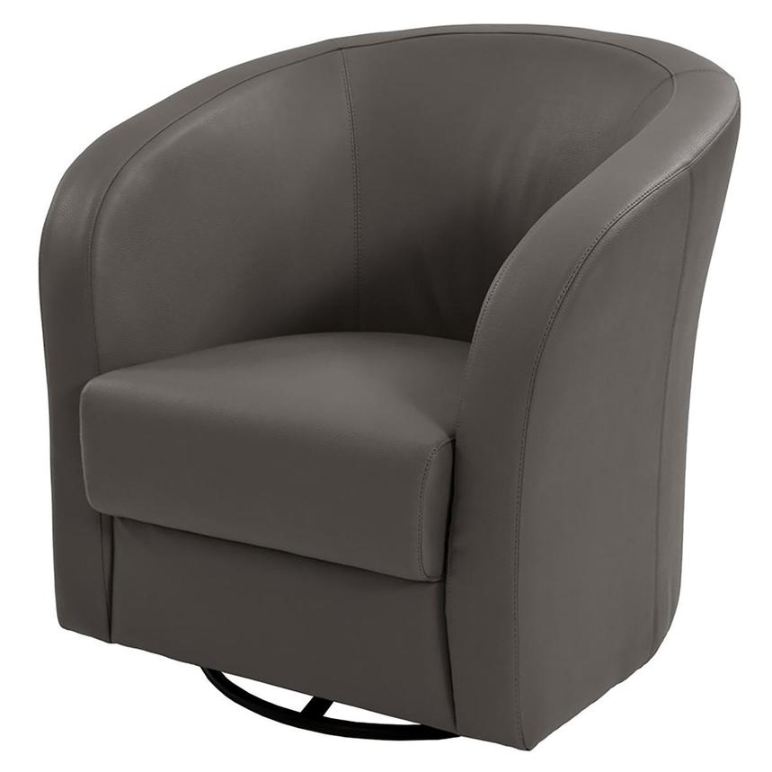 Gray leather best sale barrel chair