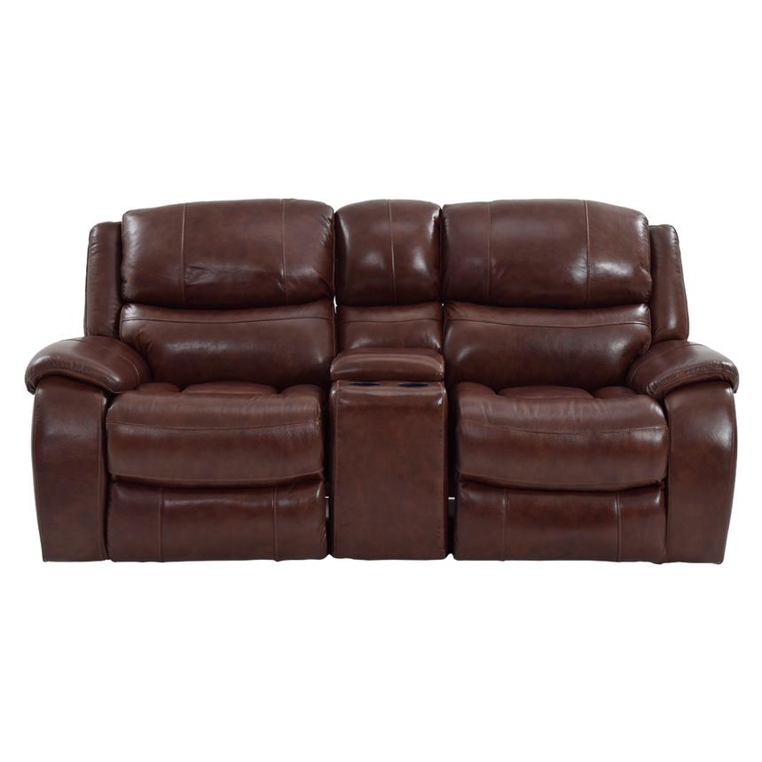 Abilene Leather Reclining Sofa W Console El Dorado Furniture