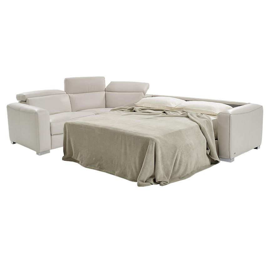 Bay Harbor Light Gray 3PC Leather Power Reclining Sectional w/Right Sleeper  alternate image, 3 of 9 images.