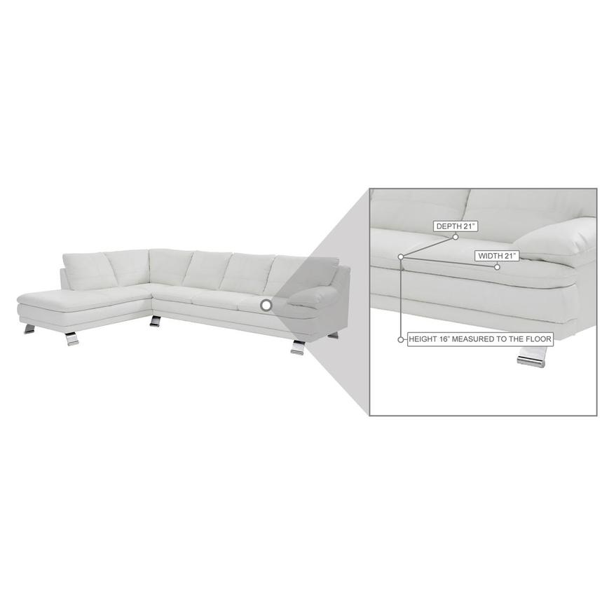 Rio White Leather Corner Sofa w/Left Chaise  alternate image, 8 of 8 images.
