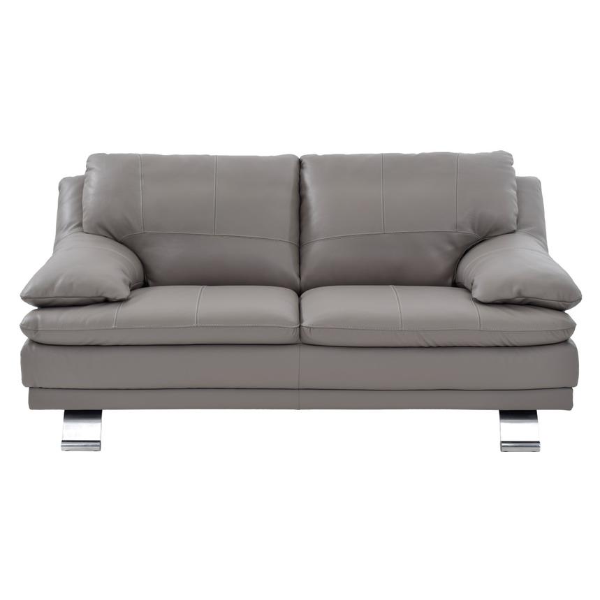 Rio Light Gray Leather Loveseat  alternate image, 2 of 8 images.