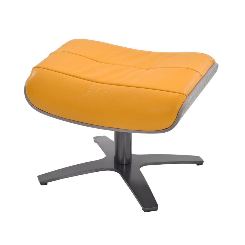 Enzo Yellow Leather Ottoman  main image, 1 of 5 images.