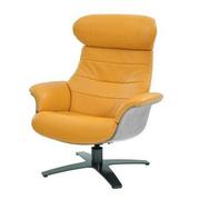 Enzo Yellow Leather Swivel Chair  main image, 1 of 10 images.