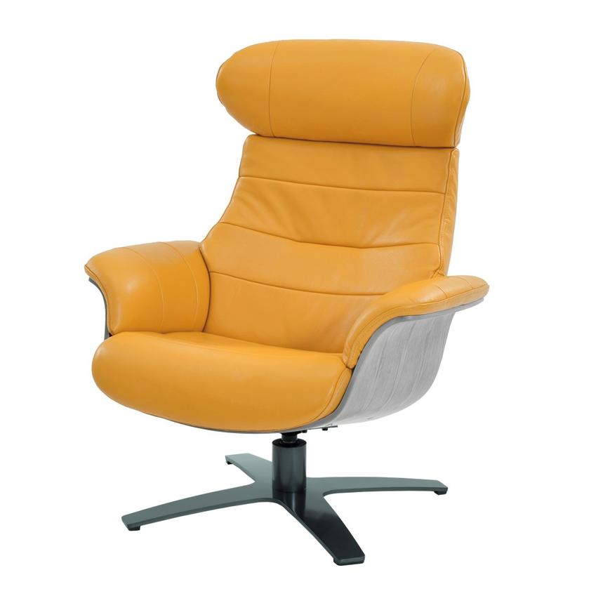 Enzo Yellow Leather Swivel Chair  main image, 1 of 10 images.