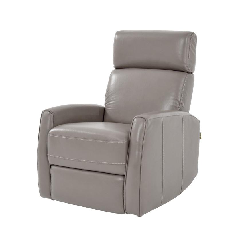 Lucca Gray Leather Power Recliner  main image, 1 of 8 images.