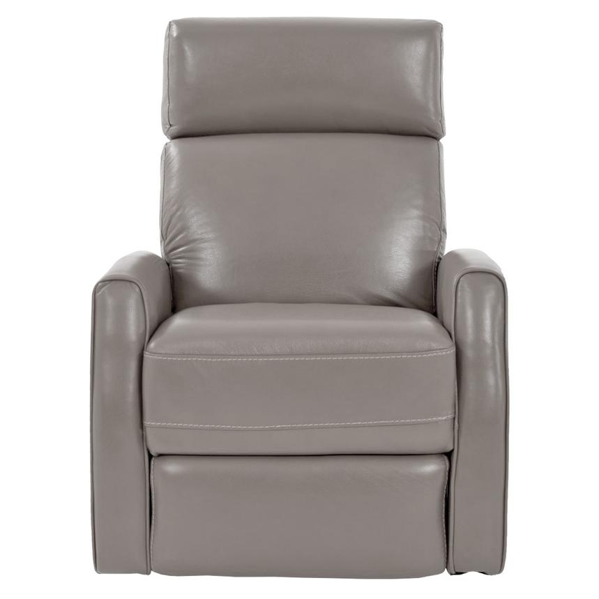 Lucca Gray Leather Power Swivel Glider Recliner  alternate image, 4 of 9 images.