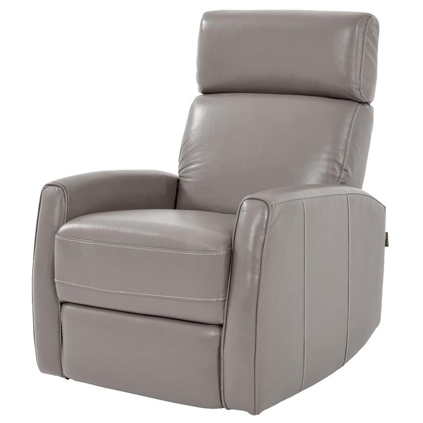 Lucca Gray Leather Power Swivel Glider Recliner alternate image, 2 of 9 images.