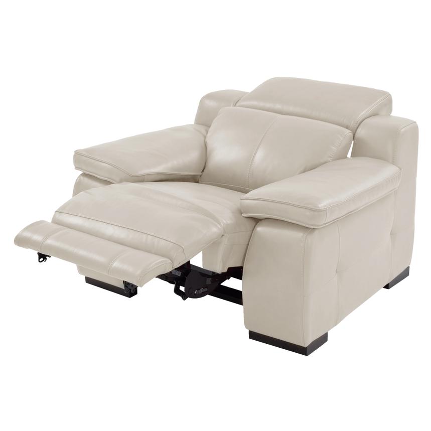 Gian Marco Light Gray Leather Power Recliner  alternate image, 3 of 10 images.