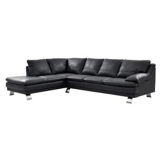 Rio Dark Gray Leather Corner Sofa w/Left Chaise