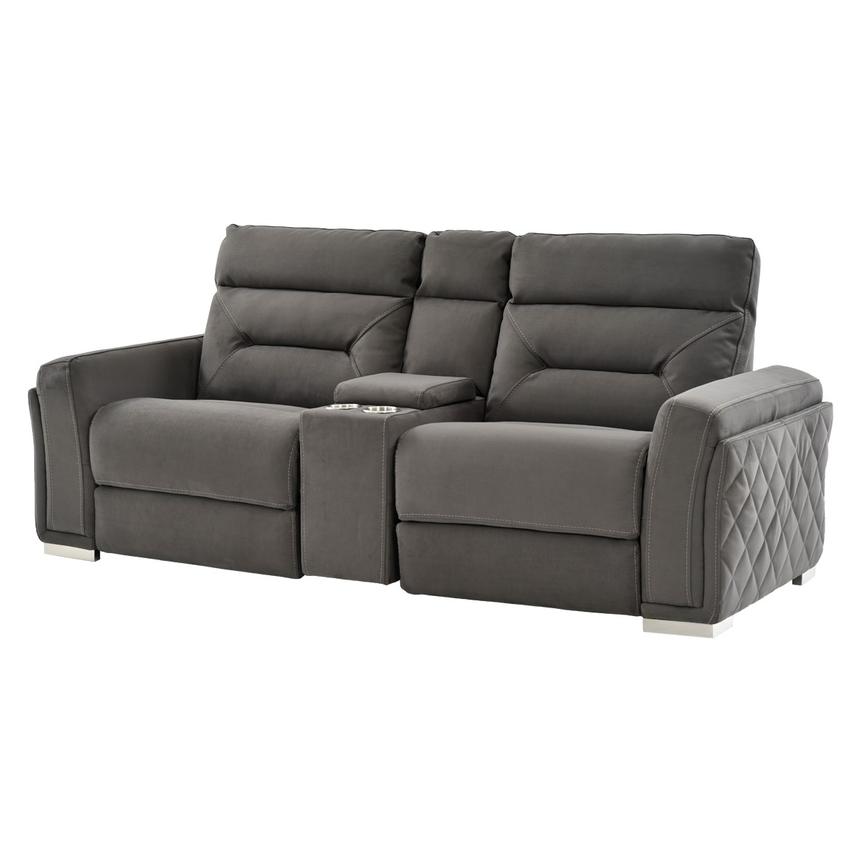 Kim Gray Power Reclining Sofa w/Console  main image, 1 of 14 images.