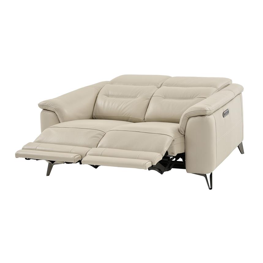 Anabel Cream Leather Power Reclining Loveseat  alternate image, 3 of 14 images.