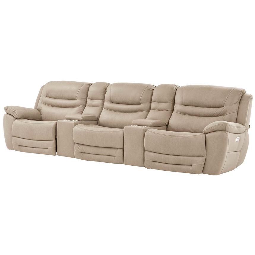 Dan Cream Home Theater Seating With, White Leather Theater Sofa Set