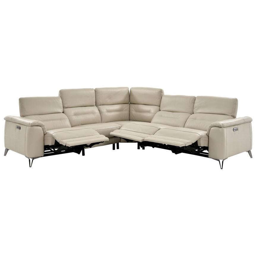 Anabel Cream Leather Power Reclining Sectional with 5PCS/3PWR  alternate image, 4 of 15 images.