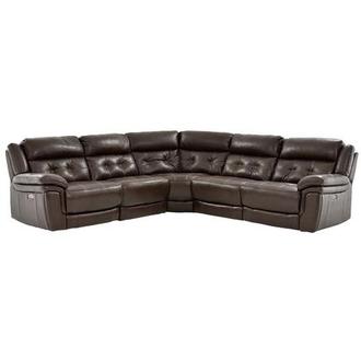 Stallion Brown Leather Power Reclining Sectional with 5PCS/3PWR