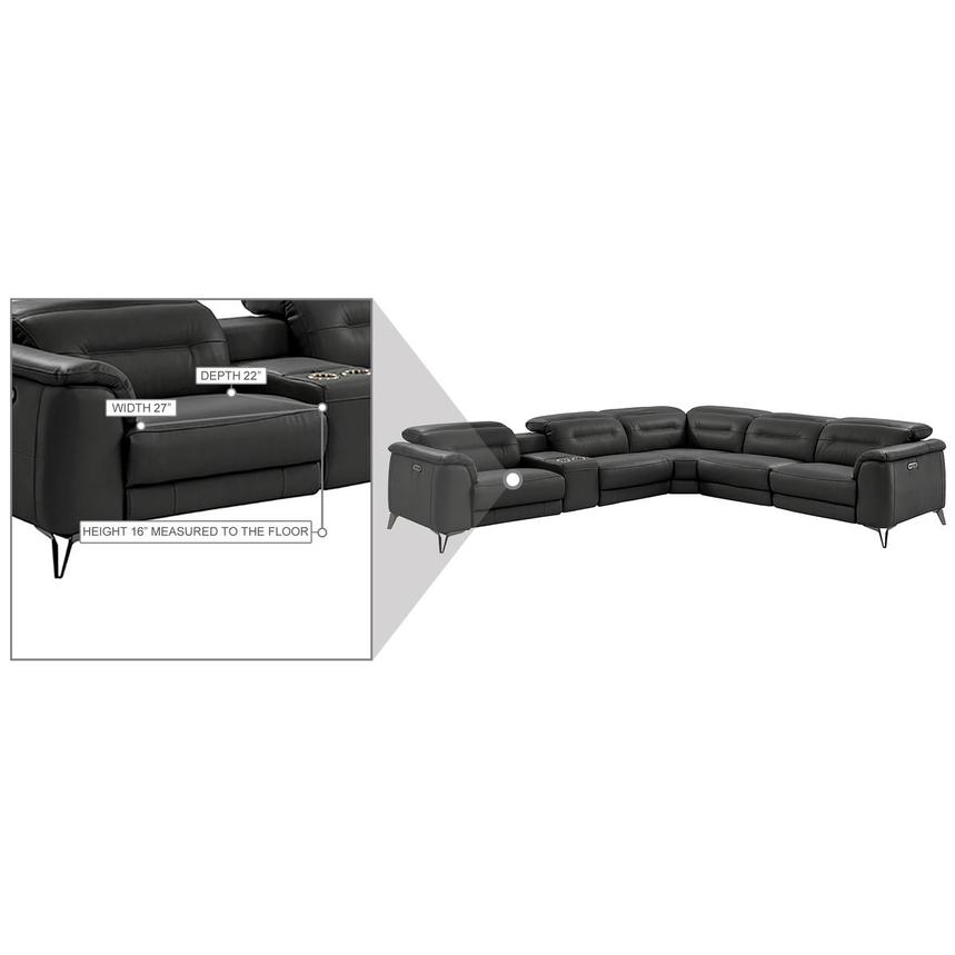 Anabel Gray Leather Power Reclining Sectional with 6PCS/3PWR  alternate image, 14 of 15 images.
