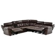 Stallion Brown Leather Power Reclining Sectional with 6PCS/3PWR  alternate image, 2 of 12 images.
