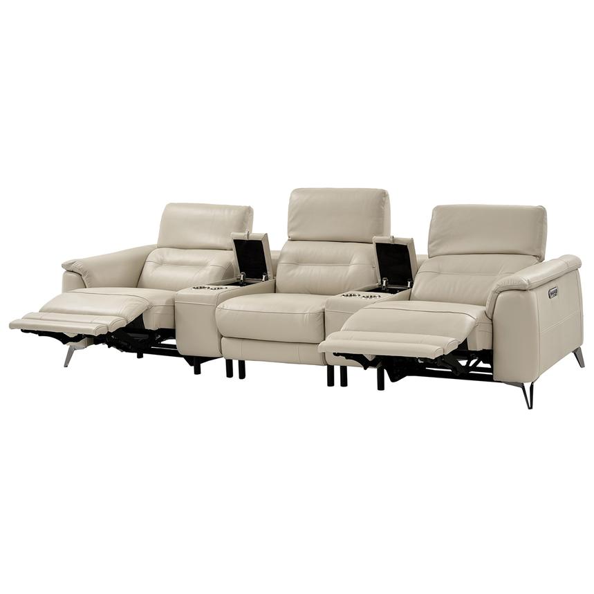 Anabel Cream Home Theater Leather Seating with 5PCS/2PWR  alternate image, 4 of 13 images.