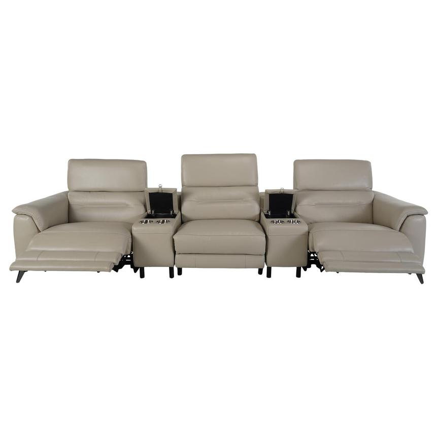 Anabel Cream Home Theater Leather Seating with 5PCS/2PWR  alternate image, 3 of 10 images.