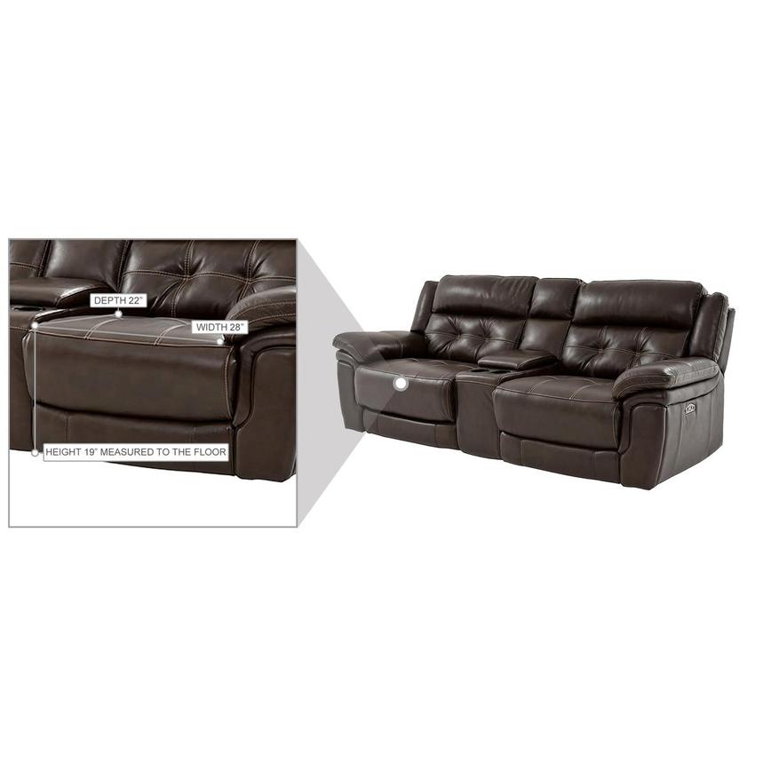 Stallion Brown Leather Power Reclining Sofa w/Console  alternate image, 10 of 11 images.