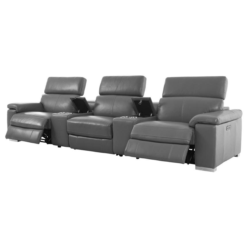 Charlie Gray Home Theater Leather Seating with 5PCS/2PWR El Dorado