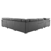Charlie Gray Leather Power Reclining Sectional with 6PCS/3PWR  alternate image, 5 of 14 images.