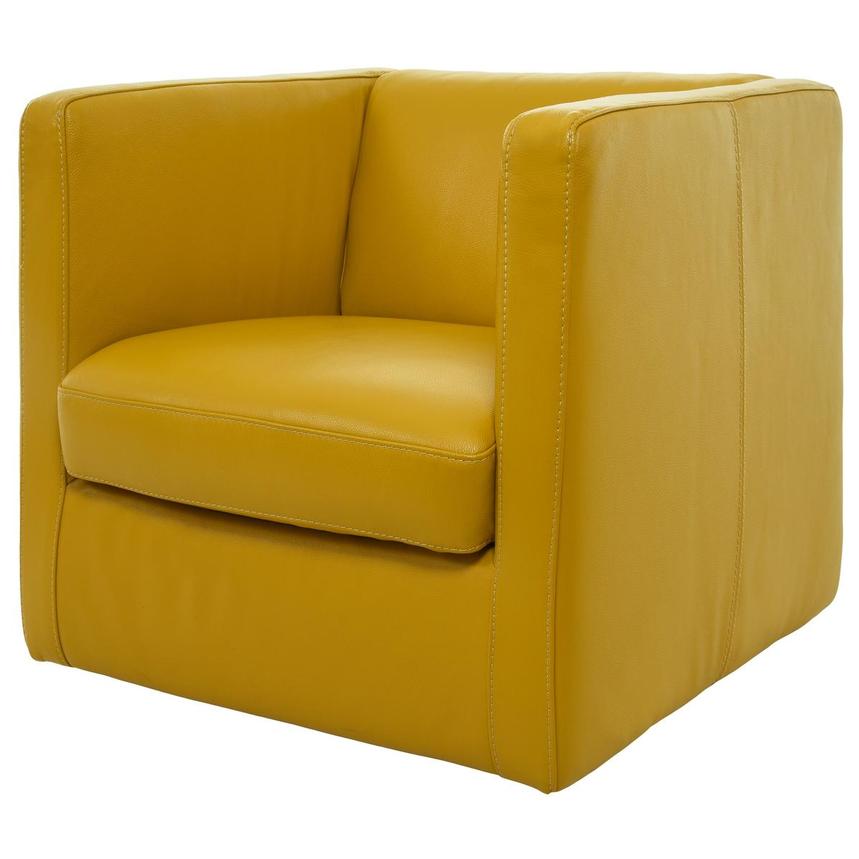 Cute Yellow Leather Swivel Chair El, Yellow Leather Chair With Ottoman