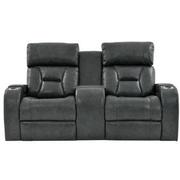 Gio Gray Leather Power Reclining Sofa w/Console  alternate image, 4 of 15 images.