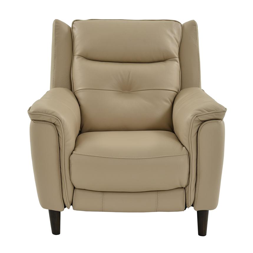 Yvette Beige Power Motion Leather Recliner | El Dorado Furniture