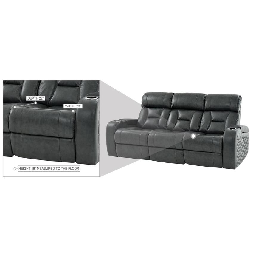 Gio Gray Leather Power Reclining Sofa alternate image, 15 of 16 images.