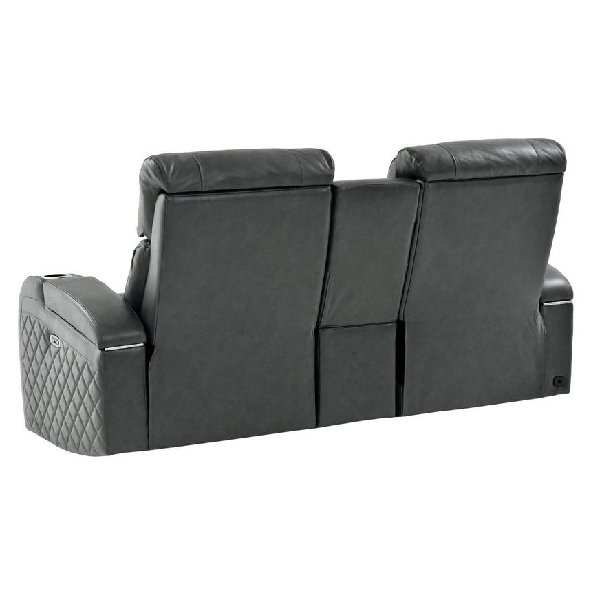 Gio Gray Leather Power Reclining Sofa w/Console alternate image, 5 of 15 images.