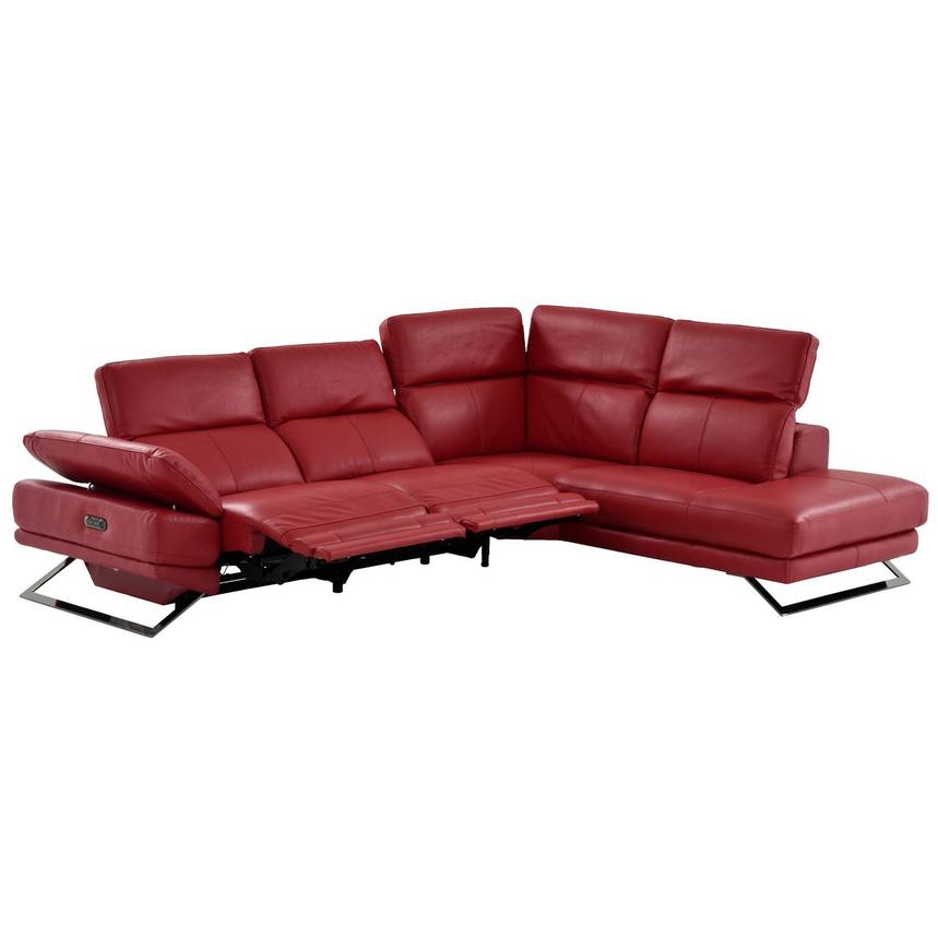 Toronto Red Leather Power Reclining Sofa W Right Chaise El