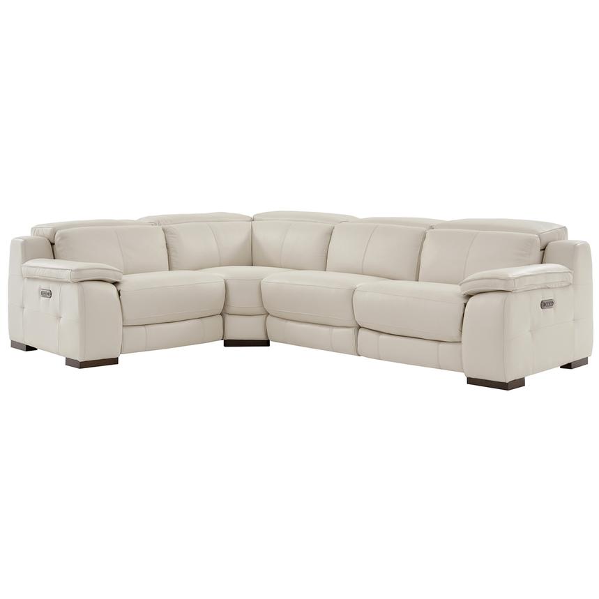 Gian Marco Light Gray Leather Power Reclining Sectional with 4PCS/2PWR  main image, 1 of 8 images.