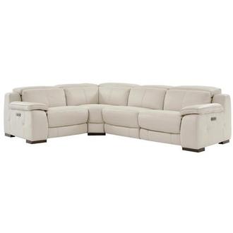 Gian Marco Light Gray Leather Power Reclining Sectional with 4PCS/2PWR
