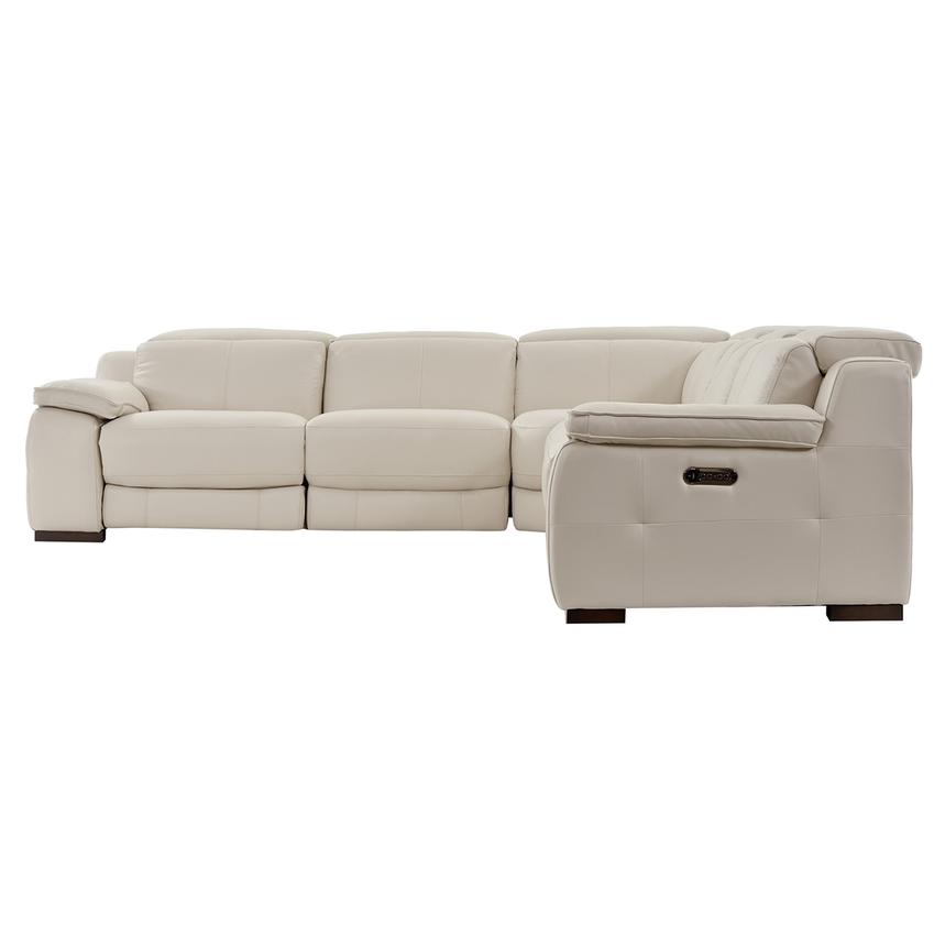 Gian Marco Light Gray Leather Power Reclining Sectional with 5PCS/3PWR alternate image, 3 of 7 images.