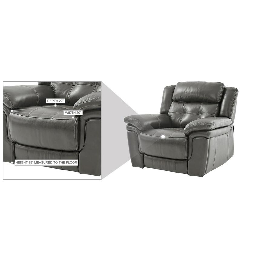 Stallion Gray Leather Power Recliner  alternate image, 9 of 9 images.