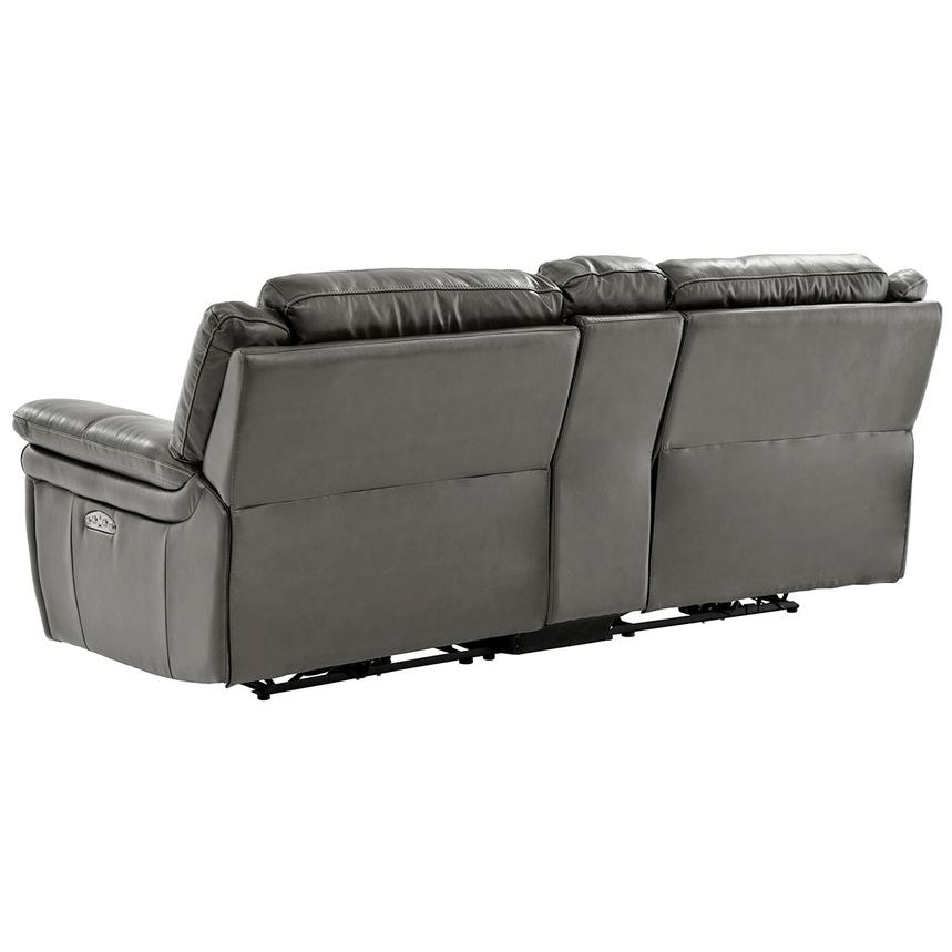 Stallion Gray Leather Power Reclining Sofa w/Console  alternate image, 4 of 10 images.