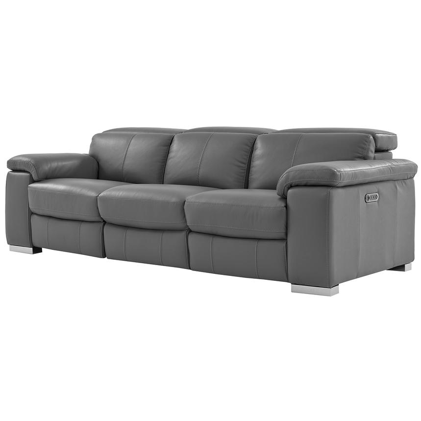 Charlie Gray Leather Power Reclining Sofa  alternate image, 3 of 11 images.