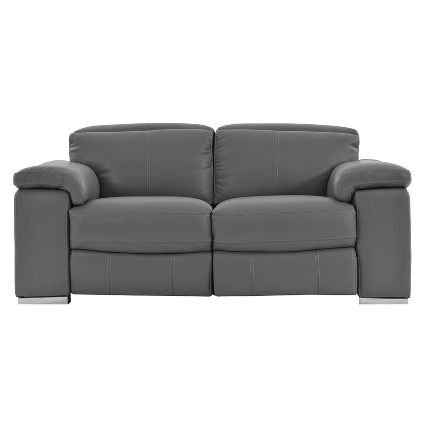 Charlie Gray Leather Power Reclining Loveseat El Dorado Furniture
