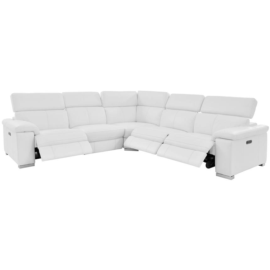 Charlie White Leather Power Reclining Sectional with 5PCS/3PWR  alternate image, 4 of 12 images.