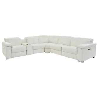 Charlie White Leather Power Reclining Sectional