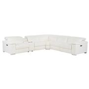 Charlie White Leather Power Reclining Sectional with 6PCS/3PWR  main image, 1 of 12 images.