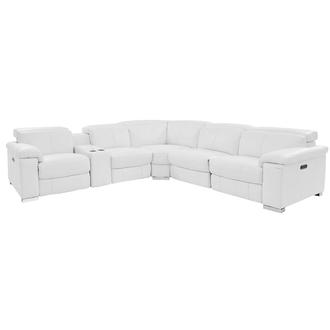 Charlie White Leather Power Reclining Sectional with 6PCS/3PWR